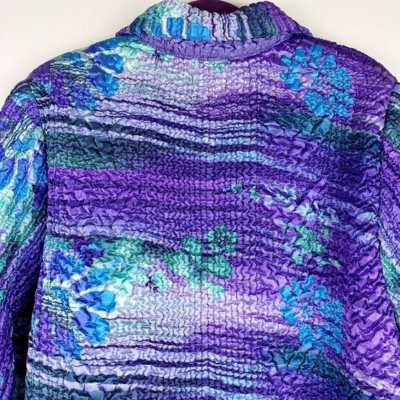 Vintage 80's Satin Quilted Crinkle Coat - Picture 7 of 8